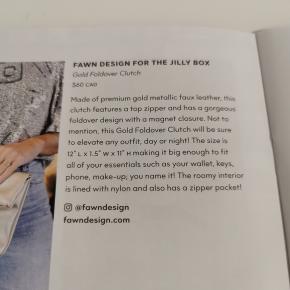 THE JILLY BOX WINTER 2022 Fawn Design Gold Foldover Clutch - Picture 3 of 4